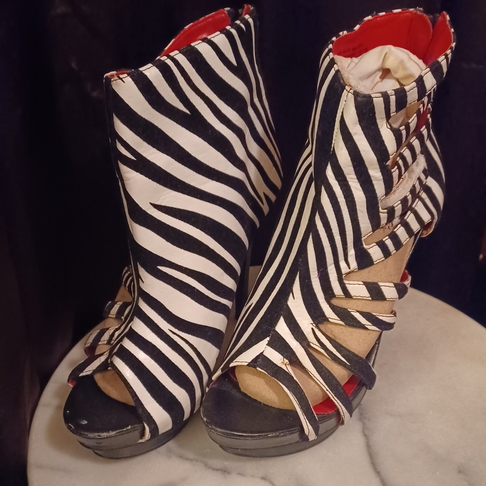 Zebra print stiletto heels